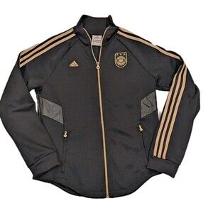 Adidas Womens L Deutscher FUSSBALL BUND Germany Soccer Jacket Olympics Gold DFB
